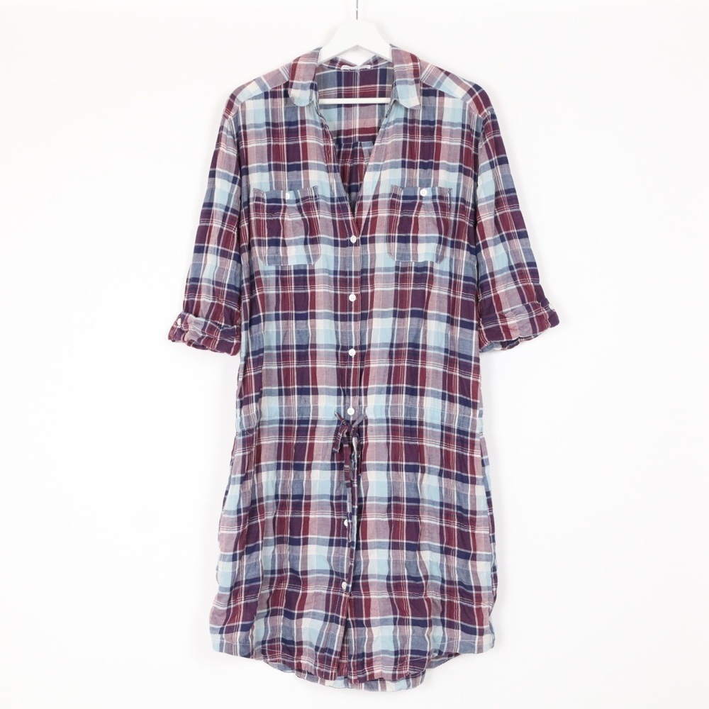 James Perse Standard Plaid Shirt Dress size 3